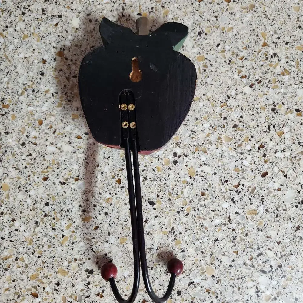 Vintage Wooden Apple Wall Hook Double Coat Rack